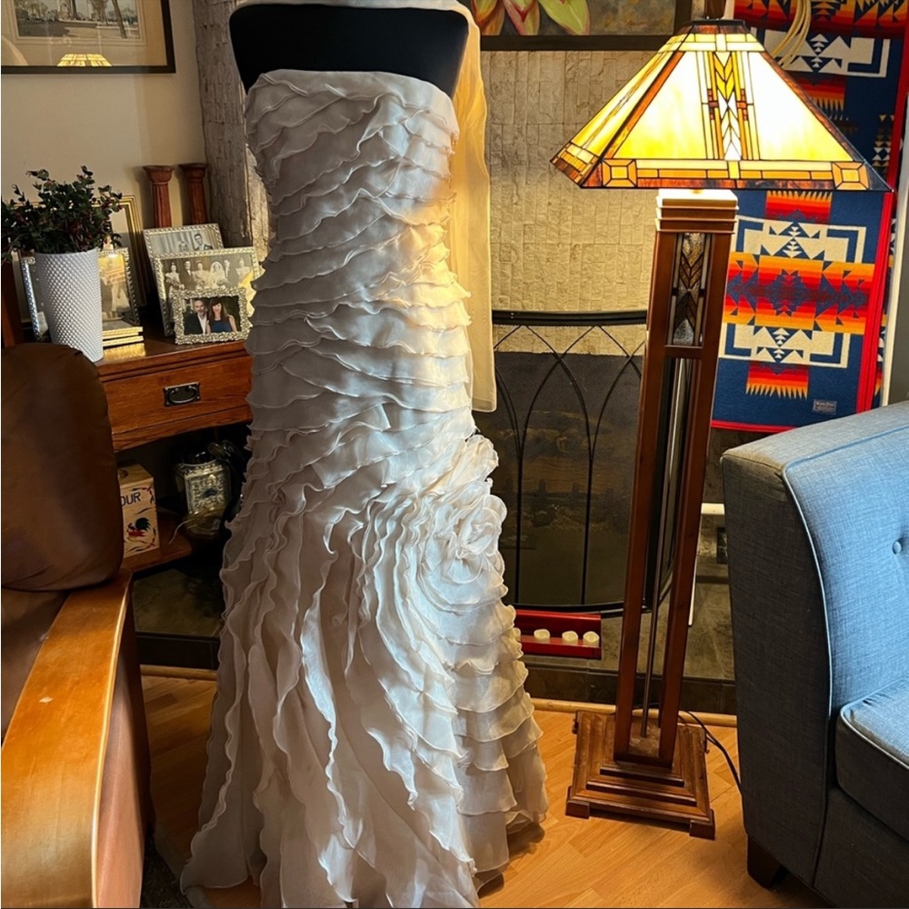 Jovani flower gown nude color with matching stole